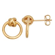 Complete any outfit with these Au Naturale 14k yellow gold knot circle stud earrings. Click on this JEWELRY & WATCHES GUIDE to learn about fit, styles, materials and more! Complete any outfit with these Au Naturale 14k yellow gold knot circle stud earrings. Click on this JEWELRY & WATCHES GUIDE to learn about fit, styles, materials and more! FEATURES Earring dimensions: 13mm Backings: post Nickel free Metal: 14k gold Plating: 14k gold Finish: polished Packaging: pouch Imported Size: One Size. Ge Packaging Pouch, Circle Stud Earrings, Circle Earrings Studs, Au Naturale, Circle Studs, The Ear, Jewelry Earrings Studs, Gold Plating, Gold Finish