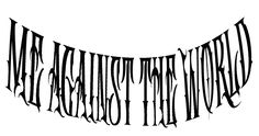 the word halloween spelled out in black ink on a white background with an arrow shaped banner