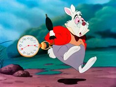 an animated rabbit holding a clock with the words top 10 alice wonderland trivia