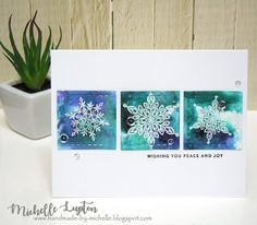 a card with three snowflakes on it