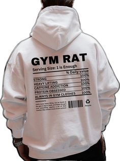 White Moisture-wicking Hoodie For Workout, Gym Hoodie With Logo Print, Gym Sportswear Hoodie With Logo Print, Sportswear Hoodie With Logo Print For Gym, Hip Hop Style Gym Tops With Letter Print, Sporty Graphic Print Hoodie For Gym, Functional Gym Hoodie With Crew Neck, White Techwear Tops With Letter Print, Moisture-wicking Relaxed Fit Sweatshirt For Gym