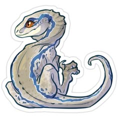 a sticker with an image of a lizard on it's back and legs