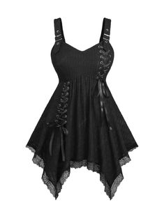 PRICES MAY VARY. Featurel--Gothic Tank Top,sleeveless wrap tank top,adjustable buckled strap tank top,curve handkerchief hem tank top,swing hem,lace-up detail,crinkle design, lace hem. Matching--Cute sleeveless wrap tank top for leggings, tights, or laying with coat, jackets in spring, fall and winter. Occasions--Spring,Summer,Fall,Dating,Vacation,Party,Daily Casual,Work,Outside,Shopping,cosplay club wear. Garment Care--Hand wash cold hang dry recommended, machine washable. Do not wring or twist Gothic Tank Tops, Wrap Tank Top, Gothic Lace, Lace Handkerchief, Cheap Tank Tops, Rose Gal, Handkerchief Hem, Tank Top Cami, Cami Tanks