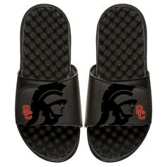 Show off your team spirit when you get these USC Trojans Tonal Pop Slide Sandals from ISlide. Striped Slippers, Women Crew Socks, Usc Trojans, Slide Slippers, Women's Tie, Sandals Black, Team Spirit, Show Off, Sock Shoes