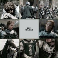 a collage of photos with the words, the soldier on them and people dressed in armor