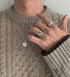 Hands With Rings, Guy Jewelry, Mens Aesthetic, Streetwear Jewelry, Boys Necklace, Ring Boy, Mens Rings Fashion, Boys Jewelry, Boys Accessories