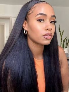 Hair Name: Headband Wig Hair Style: Straight Hair Length: 8-30 inch Wig Weight: 200-320g/Wig (Depending on Lengths and Density) Color: Natural Black Density: 180% Cap Size: Medium, about 22.5inches Quality: 100% Virgin Human Hair Last for One More Year Hairline Headband Shipment: DHL, FedEx, or UPS 5-7 business days. •Quick & Easy: guleless wig, Zero Skill is needed for Install •Soft & Smooth, Manageable & Comfortable •Easy to maintain and beginner-friendly •Soft & Smooth virgin hair that's Easy Straight Headband Wig, Style Straight Hair, Diy Hair Wig, Amber Hair, Headband Wig, Beautiful Wigs, Hair Laid, Hair Straight, Short Bob Wigs