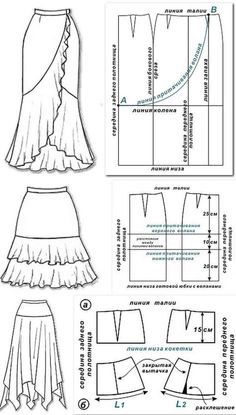 the pattern for a skirt with ruffles on it and instructions to sew