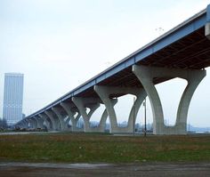 an overpass on the side of a highway