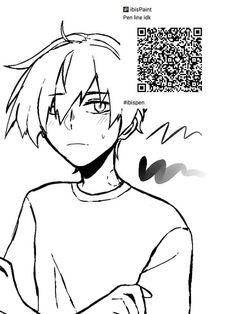 an anime character with a qr code on his shirt and the text, i'm