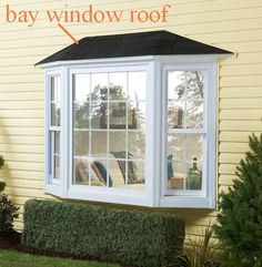 a bay window is shown with the words bay window roof on it's side