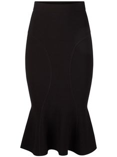 black fitted waistline mermaid design high-waisted elasticated waistband below-knee length Elegant Formal Bottoms With Flared Hem, Elegant Fitted Bottoms With Flared Hem, Flowy High-waist Dress, Elegant Black Midi Length Skirt, Chic Flared Hem Bottoms For Evening, Black Elastane Pencil Skirt For Evening, Elegant High Waist Elastane Pencil Skirt, Elegant High-waist Elastane Pencil Skirt, High Waist Skirt For Evening