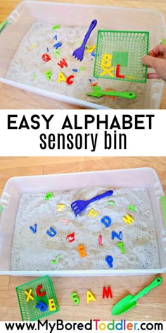 an easy alphabet activity for toddlers to play in the sand