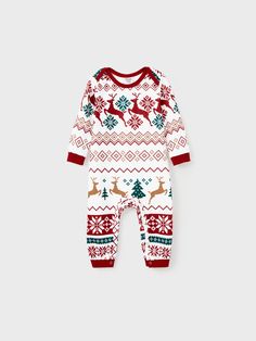 Perfect for family events, this matching outfit features a cute reindeer and Fair Isle inspired design, providing a cozy and comfortable outfit choice for your family to wear and showcase in the upcoming Autumn and Winter seasons.
* Please add each size separately to your shopping cart.
* Piece of product: Each size includes 1 top or 1 romper.
* Product features: Family matching outfits, Fun and satisfying pattern.
* Fabric characteristics: Soft and comfortable.
* Neckline: Round neck.
* Sleeves: Long sleeves.
* Style: Casual, Christmas.
* Fit: Moderate.
* Length: Moderate.
* Source of goods: Imported.
* Supplier: PatPat. Reindeer Outfit, Christmas Fits, Outfits Matching, Cute Reindeer, Comfortable Outfit, Allover Pattern, Sleeves Style, Family Matching Outfits, Matching Outfit