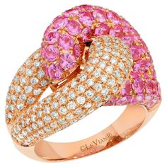 Le Vian Ring w/ Pink Sapphire, Vanilla Diamonds set in 14K Strawberry Gold Levian Rings, Levian Jewelry, Le Vian, Vs2 Diamond, Diamond Jewelry Designs, Rose Gold Pink, Crown Jewels, Bubblegum Pink, High Jewelry