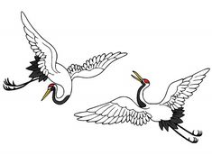 two white cranes flying side by side