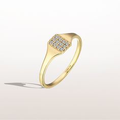 The Pave Pinky Ring is the pinnacle of minimalist design and elegant rings. Its plainness embellished with a bunch of dazzling stones will fascinate people around you. It is perfect for everyday use and ring stacking. - Made in 14k Solid Gold - Decorated with handset white cubic zirconia stone on 14k solid gold - Band Width: 1.40 mm / 0.05 inches- Top Width: 6.14x4.28 mm / 0.24x0.16 inches- Thickness: 1.10 mm / 0.04 inches - This product comes with iconic Norm Jewels gift box Gold Pinky Ring Women, Pinky Ring Diamond, Statement Pinky Ring, Female Pinky Ring, Gold Diamond Pinky Ring, Dainty Wedding Band, Luxury Jewelry Brands, Ring Bag, Solid Gold Band