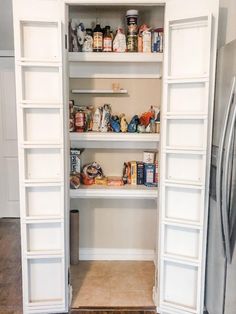 the pantry is stocked with all kinds of food