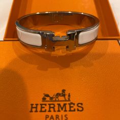 Beautiful Classic Piece That Goes With Just About Anything! I’m Just Ready To Rotate For Something New Hermes Jewelry, Jewelry White, Womens Jewelry Bracelets, Something New, Women Jewelry, Bracelet, Silver, White, Color