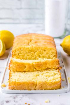 two slices of lemon bread on a cooling rack