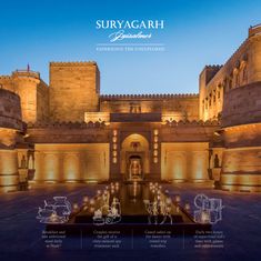 an advertisement for the suryagarh international hotel and resort in india is shown