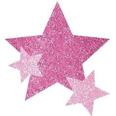 pink glitter stars on white background