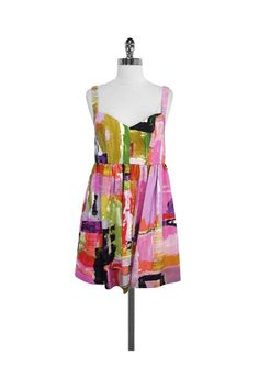 Current Boutique-Ali Ro - Multicolor Print Silk Sleeveless Dress Sz 8 Pink Sleeveless Mini Dress With Lined Bodice, Multicolor Sleeveless Sundress For Party, Chic Pink Sleeveless Dress With Sweetheart Neckline, Multicolor Sleeveless Lined Dresses, Chic Multicolor Dress With Fitted Bodice, Chic Multicolor Fitted Dress, Fitted Multicolor Sleeveless Dress For Spring, Lined Sleeveless Dress With Fitted Bodice, Multicolor Sleeveless Mini Dress For Cocktail