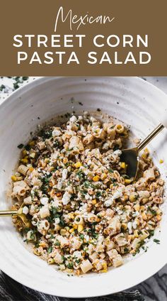 A bowl of Mexican Street Corn Pasta Salad with creamy chipotle crema sauce, garnished with fresh cilantro and lime wedges, perfect for a BBQ or side dish. Chipotle Crema Sauce, Elote Salad Recipe, Mexican Street Corn Pasta Salad, Mexican Street Corn Pasta, Seasonal Meal Planning, Street Corn Pasta Salad, Street Corn Pasta, Corn Pasta Salad, Elote Recipe