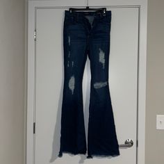 Cute Distressed Flare Jeans I Would Keep Them, But They Are Far Too Long For Me (5’3” For Reference) 34” Inseam According To Website Make Me An Offer! Distressed Denim Cutoff Flare Jeans, Distressed Cutoff Flare Jeans, Distressed Denim Flare Jeans With Cutoff, Ripped Dark Wash Cotton Flare Jeans, Blue Distressed Stretch Flare Jeans, Blue Stretch Distressed Flare Jeans, Distressed High Rise Blue Flare Jeans, Distressed High-rise Blue Flare Jeans, High Rise Distressed Blue Flare Jeans