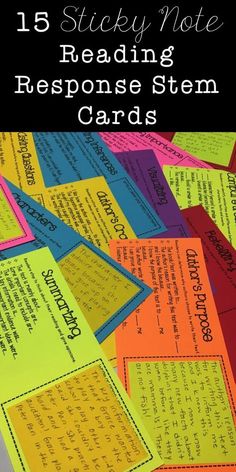 Put your sticky notes to use when using these response stem cards at the guided reading table! Each card includes response stems to help your students respond to their text in a variety of meaningful ways! #reading #readingresponse #responsestems #readersworkshop #writing #literacy Stem Cards, Guided Reading Table, Cards Reading, Reader Response, 6th Grade Reading, Reading Table, Reading Specialist, 5th Grade Reading, Middle School Reading