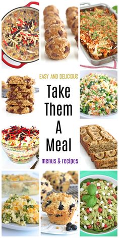 the cover of take them a meal menus and recepties with pictures of different dishes