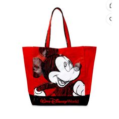 Mickey Mouse Sketch Art Embroidered ''Walt Disney World'' Stitched Seams Magnetic Snap Closure Reinforced Handle Straps Fully Lined Polyester 20'' H X 14 1/2'' W X 7 1/4'' D Mickey Mouse Sketch, Disney Tote Bags, Mickey Mouse Toys, Disney Tote, Mouse Sketch, Mickey Silhouette, Holiday Tote Bag, Disney World Christmas, Disney 50th Anniversary