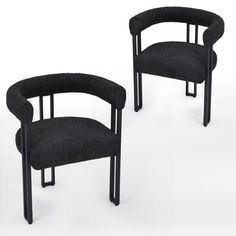 two black chairs sitting next to each other