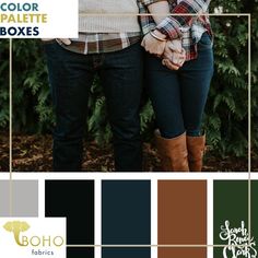 Woodsy Wilderness, Mystery Color Palette Box. - Boho Fabrics Picture Color Schemes, Family Photo Colors, Winter Family Photos, Fall Family Photo Outfits, Winter Color Palette, Family Photoshoot Outfits, Color Catalog, Fall Family Pictures, Family Coloring