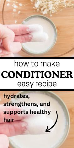 A homemade conditioner is so much more than a hair softener for more manageable hair. A natural hair conditioner is necessary to hydrate, strengthen, thicken and support healthy hair. Homemade Natural Shampoo And Conditioner, Natural Clarifying Shampoo Diy, Cornstarch For Hair, How To Make Hair Conditioner, Homemade Hygiene Products, Shampoo Recipes Homemade, How To Make Your Own Shampoo, All Natural Cleaning Products Diy, Diy Conditioner For Dry Hair