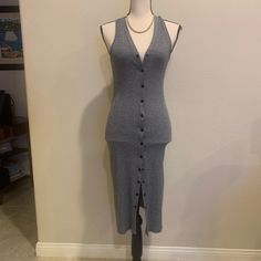 Rag & Bone Xs Grey Sleeveless Dress With Black Snaps. Also Cute Worn Over Shorts And White Tee As A Long Cardigan. Never Worn. No Snags And Looks Brand New. White Tee, Long Cardigan, Dresses Xs, Rag & Bone, Black Gray, Sleeveless Dress, Black And Grey, Brand New, Grey