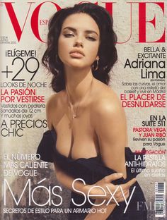 a magazine cover with a woman in a black dress