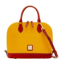 Zip Zip Satchel Classic Yellow Textured Leather Bag, Modern Yellow Leather Satchel, Purse Styles, Dooney And Bourke, Dooney & Bourke, Bag Handle, Dooney Bourke, Buy Now, Leather Bag