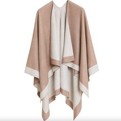 Luxurious Material - Made With 100% High-Quality Premium Bamboo Viscose, With Zero Cheap Substitution Material. Reversible Design - These Ponchos Are Double-Sided, Which Means When You Buy One, You Get The Value Of Two! For Example, If One Side Is Gray With A Beige Border, The Other Side Will Be Beige With A Gray Border, And The Same Logic Applies To All Our Designs. Elegant & Stylish - Open Front Design That Can Literally Be Paired Up With Everything In Your Wardrobe. The Colorful Border Adds A Ruana Outfit, Spain Women, Cape Women, Elegant Cardigan, Open Front Poncho, Cardigan Shawl, Elegant Sweater, Shawl Cardigan, Grey Beige