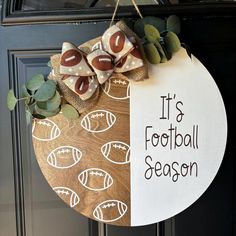 a football themed door hanger that says it's football season