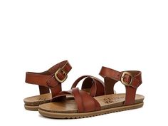 Blowfish Malibu Monti - Women's Sandals : Henna : Celebrate the love affair with timeless fashion trends wearing the Blowfish Malibu Monti Sandals. The open toe pair features faux leather twisted straps with hook-and-loop strap closure. Faux leather lining and BLOOM foam insole. Rubber outsole. Imported. Measurements: Weight: 8 oz Product measurements were taken using size 7, width M. Please note that measurements may vary by size. Spring Adjustable Ankle Strap Footbed Sandals, Trendy Adjustable Strap Sandals, Casual Adjustable Double Strap Footbed Sandals, Adjustable Double Strap Footbed Sandals For Spring, Spring Double Strap Adjustable Sandals, Adjustable Double Strap Sandals For Spring, Trendy Sandals With Cushioned Footbed And Toe Loop, Trendy Toe Loop Sandals With Cushioned Footbed, Trendy Double Strap Sandals With Leather Footbed