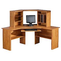 corner desk with open shelves on each side