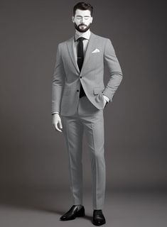 Embrace the change in the weather and opt for a suit that will keep your wardrobe more relevant and comfortable with our Napolean Aria Light Gray Wool Suit. Crafted from wool blend, the wool suit is a celebration of cut, quality and design, with a versatile gray tone is a blend of effortless sophistication that will earn you sartorial points season after season. Be it a usual work day, a wedding or a business meeting, the suit will speak volumes for you. Tag it with a matching waistcoat, white shirt, purple tie and tan brogues to complete the look.  Look Includes   Napolean Aria Light Gray Wool Fabric  Two Button Jacket Style  Notch Lapel  Horn Royal Black Buttons  Single Vent  Three Cuff Buttons  Two Welted Back Pockets on Trousers   Click 'Customize Now' to modify the look if needed.  Li Luxury Gray Wool Suit, Tan Brogues, Embrace The Change, Grey Wool Suit, Versatile Gray, Purple Tie, Button Jacket, Business Meeting, Grey Tones