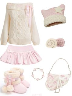 Pink Ethereal Aesthetic Outfit, Softie Winter Outfits, Fashion Everyday Outfits, Cute Pastel Pink Outfits, Cute Soft Outfits Aesthetic, Y2k Princess Outfits, Cute Outfits Pink Pastel, Dollette Winter Outfit, Pastel Pink Clothes Aesthetic