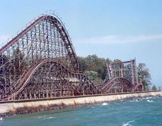 an amusement park ride in the middle of the water