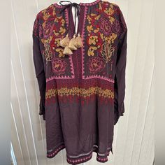 100% Silk Embroidered Tunic, Johnny Was, Embroidered Silk, Pink Purple, Top Blouse, Womens Tops, Silk, Purple, Pink