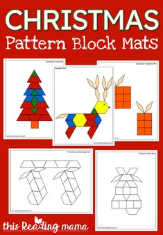 Christmas Pattern Block Mats, Pattern Block Printables, Nativity Pattern, Christmas Maths, Pattern Block Mats, Pattern Block Templates, Preschool Patterns, Math Tubs, Christmas Tree Mat