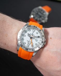 Explorer II 42mm🧡 What do you think, #WatchFam? Everest Bands are crafted with the utmost precision, the deployant style band integrates flawlessly with your original Rolex clasp. It is available in a variety of sizes and color combinations, allowing for a customized fit that complements both your watch and your wrist. If applicable, the deployant strap also accommodates your easy link or diver extension. 
.⁠
Get yours at www.everestbands.com⁠ 
.⁠
#rolexwatches #rolex #everestbands Color Combinations, You Think