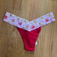 Super Cute Red Hanky Panky Panties With Hearts And Emojis On A Pink Lace Band. Fitted Red Cotton Sleepwear, Red Fitted Cotton Sleepwear, Lace Bands, Short Skirt, Pink Lace, Pink Red, Women's Intimates, Super Cute, Band