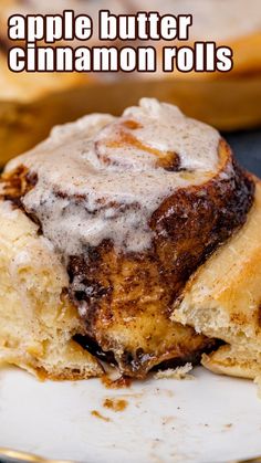 an apple butter cinnamon roll on a plate